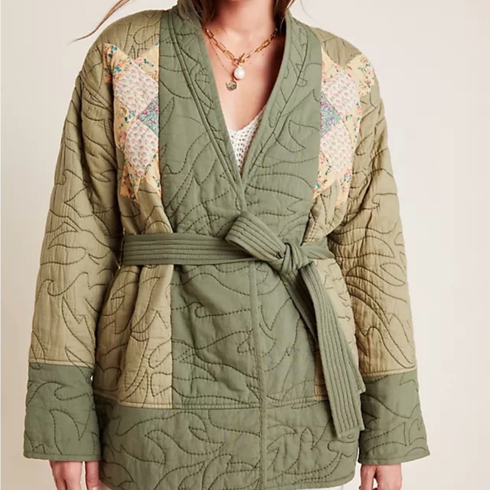 Anthropologie Olive Quilted Jacket